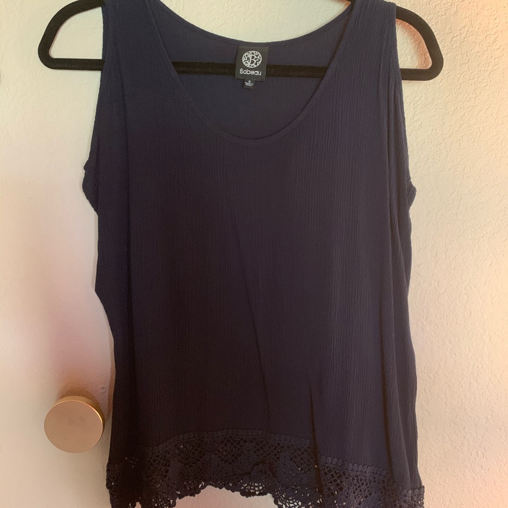 Bobeau navy shoulder cut-out Top